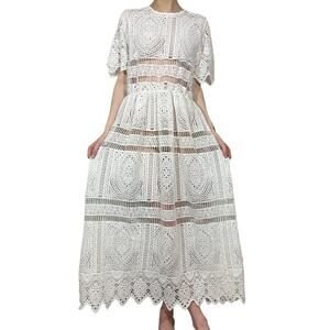 Chic Boho Crochet Knit Lace Midi Dress Chicwish, XS